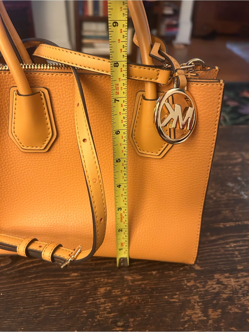 Michael Kors Peach-Colored Leather Crossbody Satchel - Picture 4 of 6